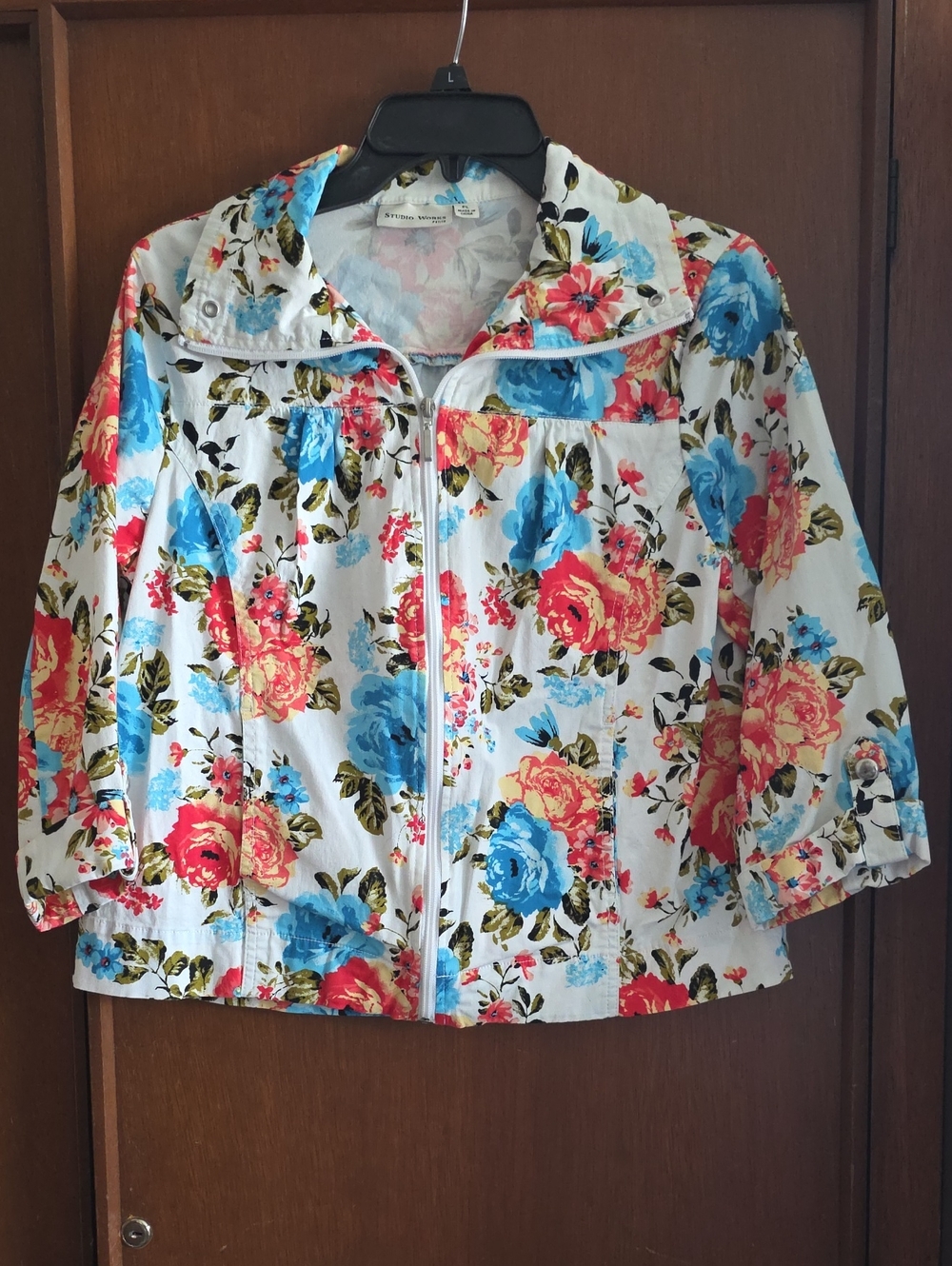 Studio Works Floral Zip Lightweight Jacket Sz Pl